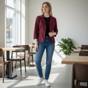 Talbots Plum Cotton Blend Lined Button Jacket